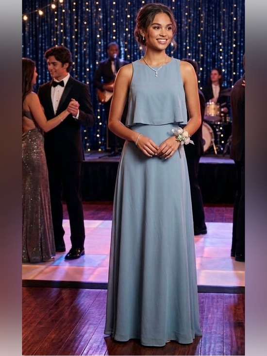 Lulus Dresses & Skirts - New LULUS Utterly Enchanting Chiffon Maxi Flounce Bodice Gown Periwinkle S